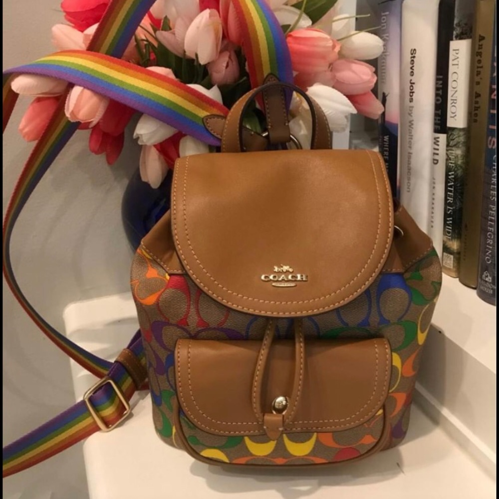 COACH Pennie Backpack 22 in Rainbow Signature